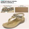 imageLittleplum Womens Sandals Arch Support Summer Beach Sandals Comfort Walking Shoes Bohemian Flip Flops Sandals for WomenElegance Apricot