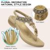 imageLittleplum Womens Sandals Arch Support Summer Beach Sandals Comfort Walking Shoes Bohemian Flip Flops Sandals for WomenElegance Apricot