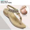 imageLittleplum Womens Sandals Arch Support Summer Beach Sandals Comfort Walking Shoes Bohemian Flip Flops Sandals for WomenElegance Apricot