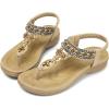 imageLittleplum Womens Sandals Arch Support Summer Beach Sandals Comfort Walking Shoes Bohemian Flip Flops Sandals for WomenElegance Apricot