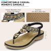 imageLittleplum Womens Sandals Arch Support Summer Beach Sandals Comfort Walking Shoes Bohemian Flip Flops Sandals for WomenElegance Black