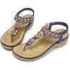 imageLittleplum Womens Sandals Arch Support Summer Beach Sandals Comfort Walking Shoes Bohemian Flip Flops Sandals for WomenElegance Blue