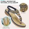 imageLittleplum Womens Sandals Arch Support Summer Beach Sandals Comfort Walking Shoes Bohemian Flip Flops Sandals for WomenElegance Blue