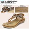 imageLittleplum Womens Sandals Arch Support Summer Beach Sandals Comfort Walking Shoes Bohemian Flip Flops Sandals for WomenElegance Brown
