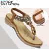 imageLittleplum Womens Sandals Arch Support Summer Beach Sandals Comfort Walking Shoes Bohemian Flip Flops Sandals for WomenElegance Brown