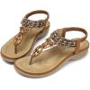 imageLittleplum Womens Sandals Arch Support Summer Beach Sandals Comfort Walking Shoes Bohemian Flip Flops Sandals for WomenElegance Brown