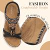imageLittleplum Womens Sandals Arch Support Summer Beach Sandals Comfort Walking Shoes Bohemian Flip Flops Sandals for WomenFashion Black