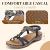 imageLittleplum Womens Sandals Arch Support Summer Beach Sandals Comfort Walking Shoes Bohemian Flip Flops Sandals for WomenFashion Blue