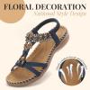 imageLittleplum Womens Sandals Arch Support Summer Beach Sandals Comfort Walking Shoes Bohemian Flip Flops Sandals for WomenFashion Blue
