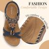 imageLittleplum Womens Sandals Arch Support Summer Beach Sandals Comfort Walking Shoes Bohemian Flip Flops Sandals for WomenFashion Blue