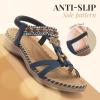 imageLittleplum Womens Sandals Arch Support Summer Beach Sandals Comfort Walking Shoes Bohemian Flip Flops Sandals for WomenFashion Blue