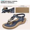 imageLittleplum Womens Sandals Comfort Arch Support Sandals Summer Walking Shoes Casual Ankle Elastic Flip Flops SandalsChic Blue