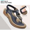 imageLittleplum Womens Sandals Comfort Arch Support Sandals Summer Walking Shoes Casual Ankle Elastic Flip Flops SandalsChic Blue
