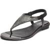 imageLittleplum Women Sandals Rhinestone Dressy Flat Sandals Elastic Strappy Sparkly Summer Thong Wedding Sandals Black Size 8