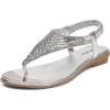 imageLittleplum Womens Sandals Arch Support Slingback Sandals Summer Beach Shoes Ankle Strap Thong Elastic Flat Sandals for WomenSparkling Silver