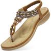imageLittleplum Womens Sandals Arch Support Summer Beach Sandals Comfort Walking Shoes Bohemian Flip Flops Sandals for WomenElegance Brown