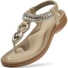 imageLittleplum Womens Sandals Comfort Arch Support Sandals Summer Walking Shoes Casual Ankle Elastic Flip Flops SandalsChic Apricot