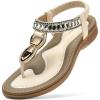 imageLittleplum Womens Sandals Comfort Arch Support Sandals Summer Walking Shoes Casual Ankle Elastic Flip Flops SandalsChic Cream White