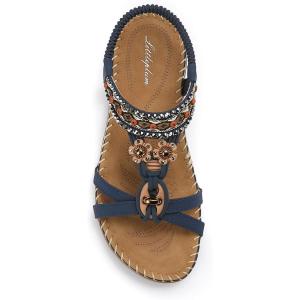 imageLittleplum Womens Sandals Arch Support Summer Beach Sandals Comfort Walking Shoes Bohemian Flip Flops Sandals for WomenFashion Blue