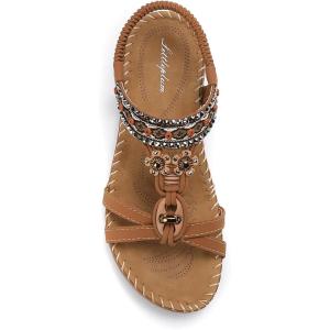 imageLittleplum Womens Sandals Arch Support Summer Beach Sandals Comfort Walking Shoes Bohemian Flip Flops Sandals for WomenFashion Brown