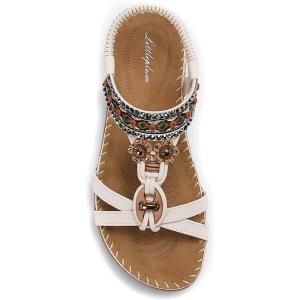imageLittleplum Womens Sandals Arch Support Summer Beach Sandals Comfort Walking Shoes Bohemian Flip Flops Sandals for WomenFashion Cream White