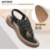 imageLittleplum Womens Sandals Arch Support Slingback Rhinestone Dressy Sandals Comfort Summer Shoes Ankle Strap Elastic Flats for Beach WalkingClassic Black