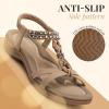 imageLittleplum Womens Sandals Arch Support Slingback Rhinestone Dressy Sandals Comfort Summer Shoes Ankle Strap Elastic Flats for Beach WalkingStylish Apricot