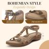 imageLittleplum Womens Sandals Arch Support Slingback Rhinestone Dressy Sandals Comfort Summer Shoes Ankle Strap Elastic Flats for Beach WalkingStylish Apricot