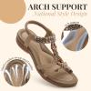 imageLittleplum Womens Sandals Arch Support Slingback Rhinestone Dressy Sandals Comfort Summer Shoes Ankle Strap Elastic Flats for Beach WalkingStylish Apricot