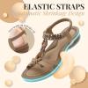 imageLittleplum Womens Sandals Arch Support Slingback Rhinestone Dressy Sandals Comfort Summer Shoes Ankle Strap Elastic Flats for Beach WalkingStylish Apricot
