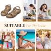 imageLittleplum Womens Sandals Arch Support Slingback Rhinestone Dressy Sandals Comfort Summer Shoes Ankle Strap Elastic Flats for Beach WalkingStylish Apricot
