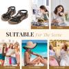 imageLittleplum Womens Sandals Arch Support Slingback Rhinestone Dressy Sandals Comfort Summer Shoes Ankle Strap Elastic Flats for Beach WalkingStylish Black