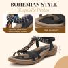 imageLittleplum Womens Sandals Arch Support Slingback Rhinestone Dressy Sandals Comfort Summer Shoes Ankle Strap Elastic Flats for Beach WalkingStylish Black