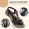 imageLittleplum Womens Sandals Arch Support Slingback Rhinestone Dressy Sandals Comfort Summer Shoes Ankle Strap Elastic Flats for Beach WalkingStylish Black