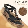 imageLittleplum Womens Sandals Arch Support Slingback Rhinestone Dressy Sandals Comfort Summer Shoes Ankle Strap Elastic Flats for Beach WalkingStylish Black