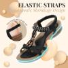 imageLittleplum Womens Sandals Arch Support Slingback Rhinestone Dressy Sandals Comfort Summer Shoes Ankle Strap Elastic Flats for Beach WalkingStylish Black
