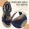 imageLittleplum Womens Sandals Arch Support Slingback Rhinestone Dressy Sandals Comfort Summer Shoes Ankle Strap Elastic Flats for Beach WalkingStylish Blue