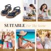 imageLittleplum Womens Sandals Arch Support Slingback Rhinestone Dressy Sandals Comfort Summer Shoes Ankle Strap Elastic Flats for Beach WalkingStylish Blue