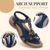 imageLittleplum Womens Sandals Arch Support Slingback Rhinestone Dressy Sandals Comfort Summer Shoes Ankle Strap Elastic Flats for Beach WalkingStylish Blue
