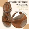 imageLittleplum Womens Sandals Arch Support Slingback Rhinestone Dressy Sandals Comfort Summer Shoes Ankle Strap Elastic Flats for Beach WalkingStylish Brown