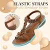 imageLittleplum Womens Sandals Arch Support Slingback Rhinestone Dressy Sandals Comfort Summer Shoes Ankle Strap Elastic Flats for Beach WalkingStylish Brown