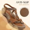imageLittleplum Womens Sandals Arch Support Slingback Rhinestone Dressy Sandals Comfort Summer Shoes Ankle Strap Elastic Flats for Beach WalkingStylish Brown