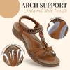 imageLittleplum Womens Sandals Arch Support Slingback Rhinestone Dressy Sandals Comfort Summer Shoes Ankle Strap Elastic Flats for Beach WalkingStylish Brown