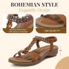 imageLittleplum Womens Sandals Arch Support Slingback Rhinestone Dressy Sandals Comfort Summer Shoes Ankle Strap Elastic Flats for Beach WalkingStylish Brown