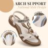 imageLittleplum Womens Sandals Arch Support Slingback Rhinestone Dressy Sandals Comfort Summer Shoes Ankle Strap Elastic Flats for Beach WalkingStylish Cream White