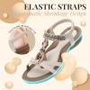 imageLittleplum Womens Sandals Arch Support Slingback Rhinestone Dressy Sandals Comfort Summer Shoes Ankle Strap Elastic Flats for Beach WalkingStylish Cream White