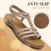imageLittleplum Womens Sandals Arch Support Summer Flat Gladiator Sandals Comfortable Beach Dressy Slides for WomenUrban Apricot