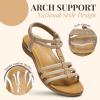 imageLittleplum Womens Sandals Arch Support Summer Flat Gladiator Sandals Comfortable Beach Dressy Slides for WomenUrban Apricot