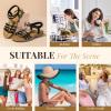 imageLittleplum Womens Sandals Arch Support Summer Flat Gladiator Sandals Comfortable Beach Dressy Slides for WomenUrban Black