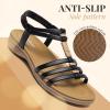 imageLittleplum Womens Sandals Arch Support Summer Flat Gladiator Sandals Comfortable Beach Dressy Slides for WomenUrban Black